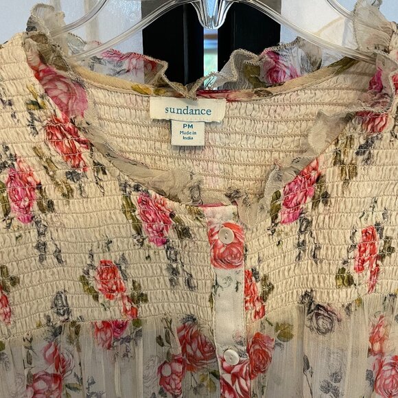 Sundance Amelia Cream Bloom Sheer Floral Blouse - Picture 3 of 8